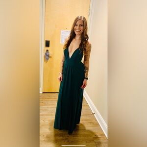 Green floor length dress